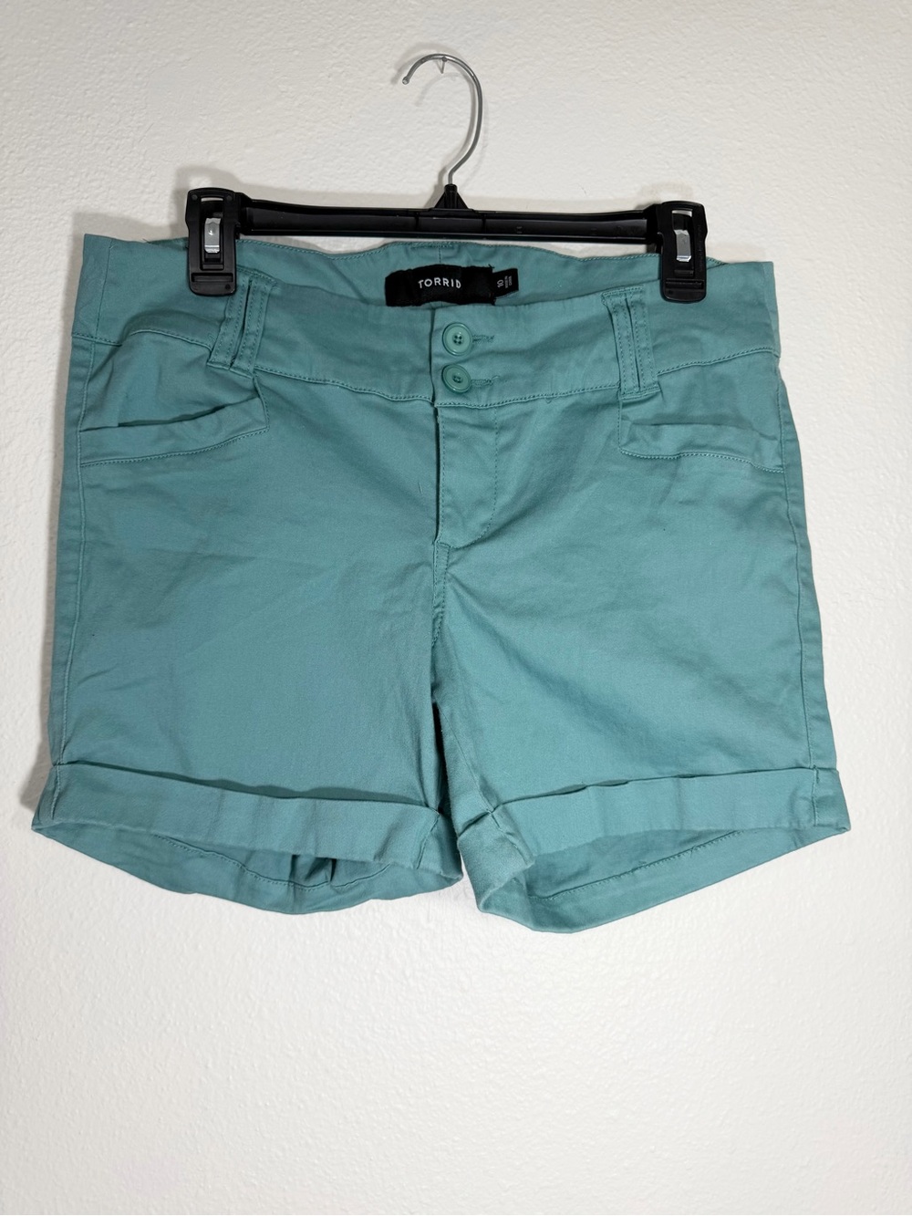 Torrid teal cuffed mid-rise women's shorts Size 10